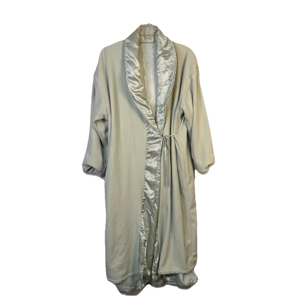 Vintage Valerie Stevens Robe Women's M Green Long Silky Fleece 2-sided 100% Poly